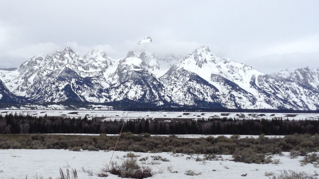 The Grand Tetons in the clouds Jackson Hole WY