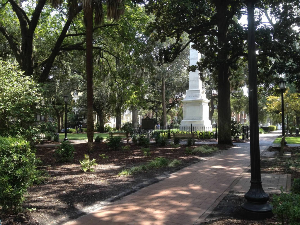 Park like square in Savannah talk about southern charm
