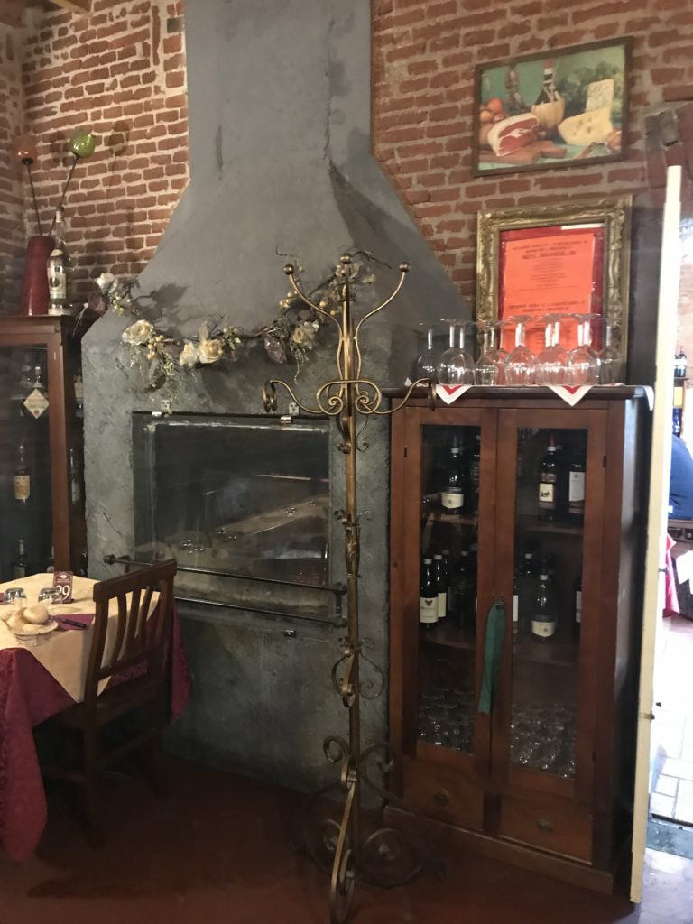 Heavy old world accents in Milan restaurant