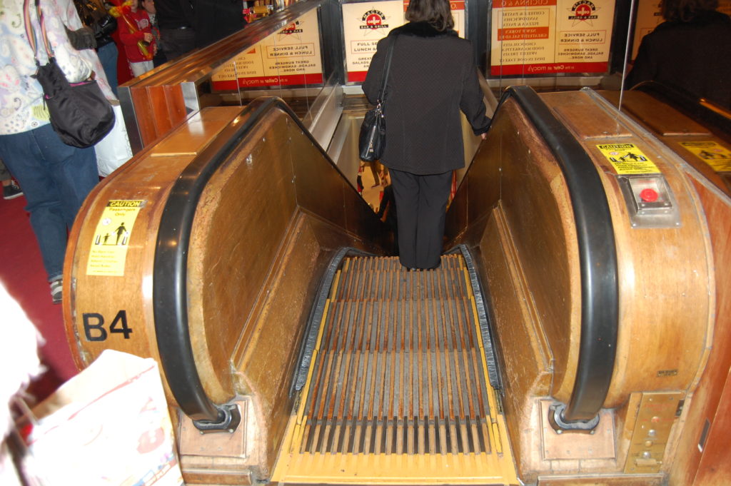 Wooden escalator at Macy's NYC