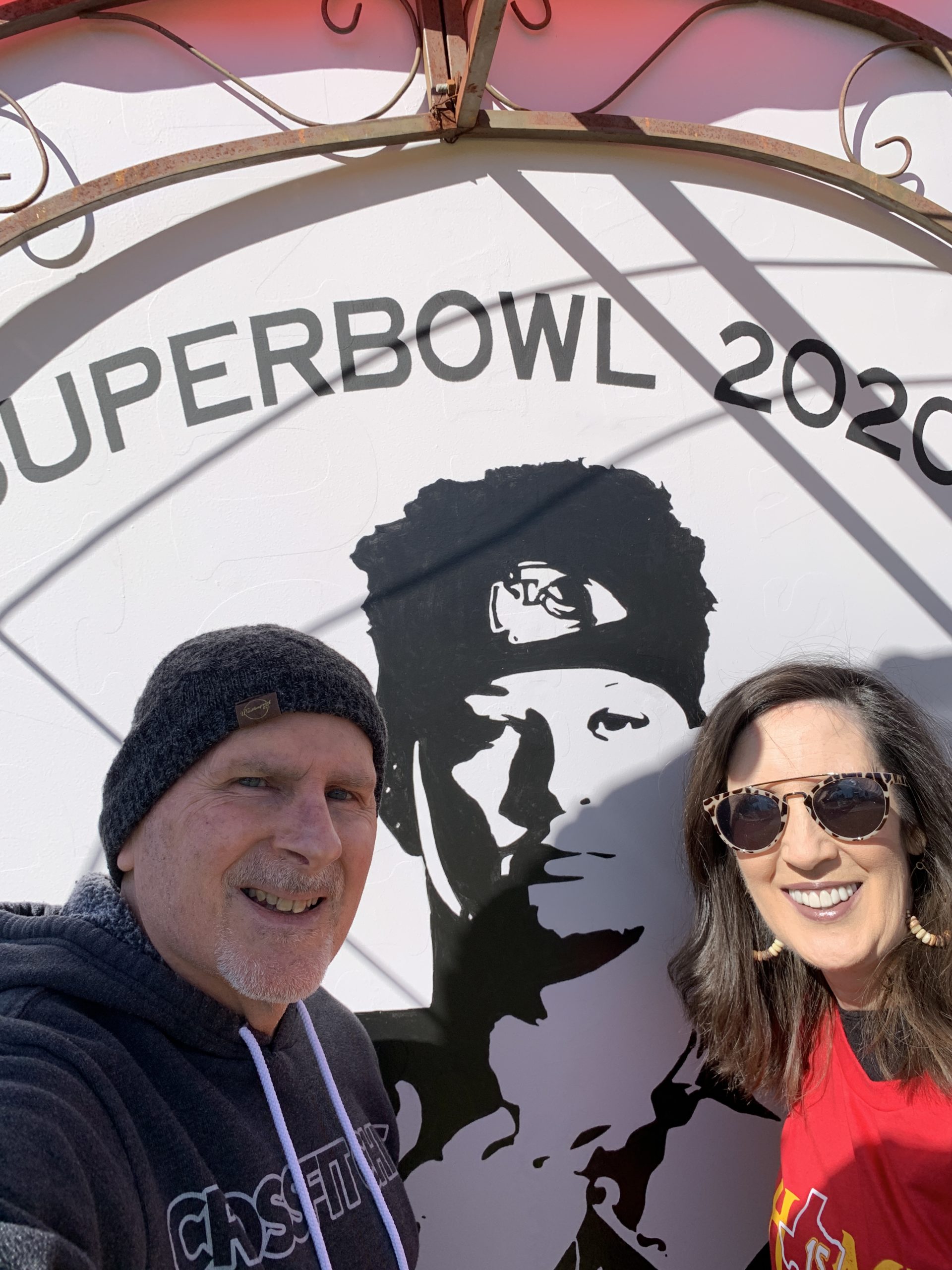 In front of Super Bowl 2020 photo prop