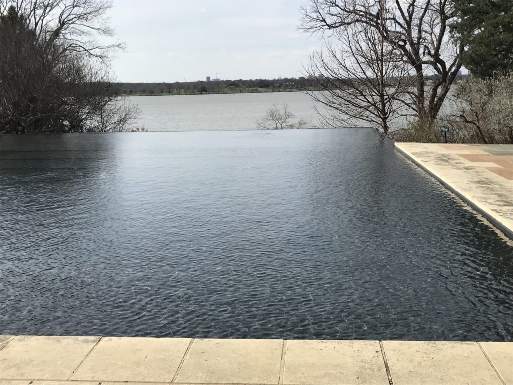 INfinity pool at A Woman's Garden at Dallas Arboretum and Botanical Garden.