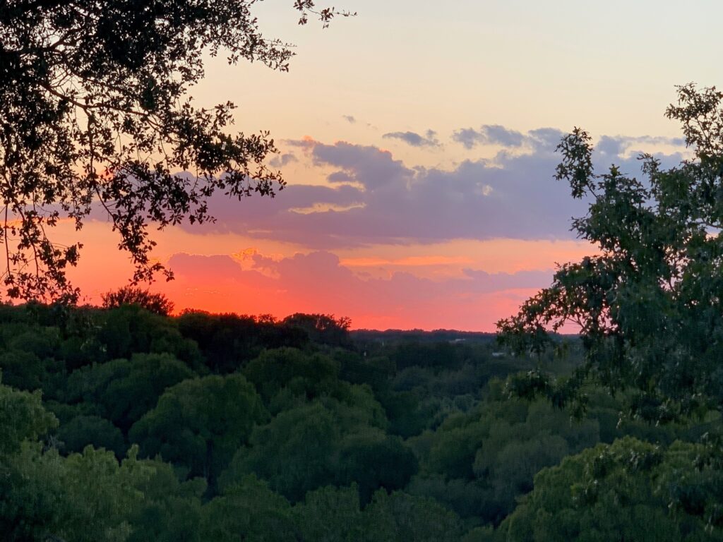 Sunset beyond Guadalupe River in Hill Country