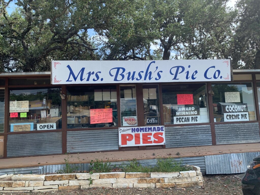 Good old fashion pie place, Mrs. Bush's Pie Co around Canyon Lake, TX