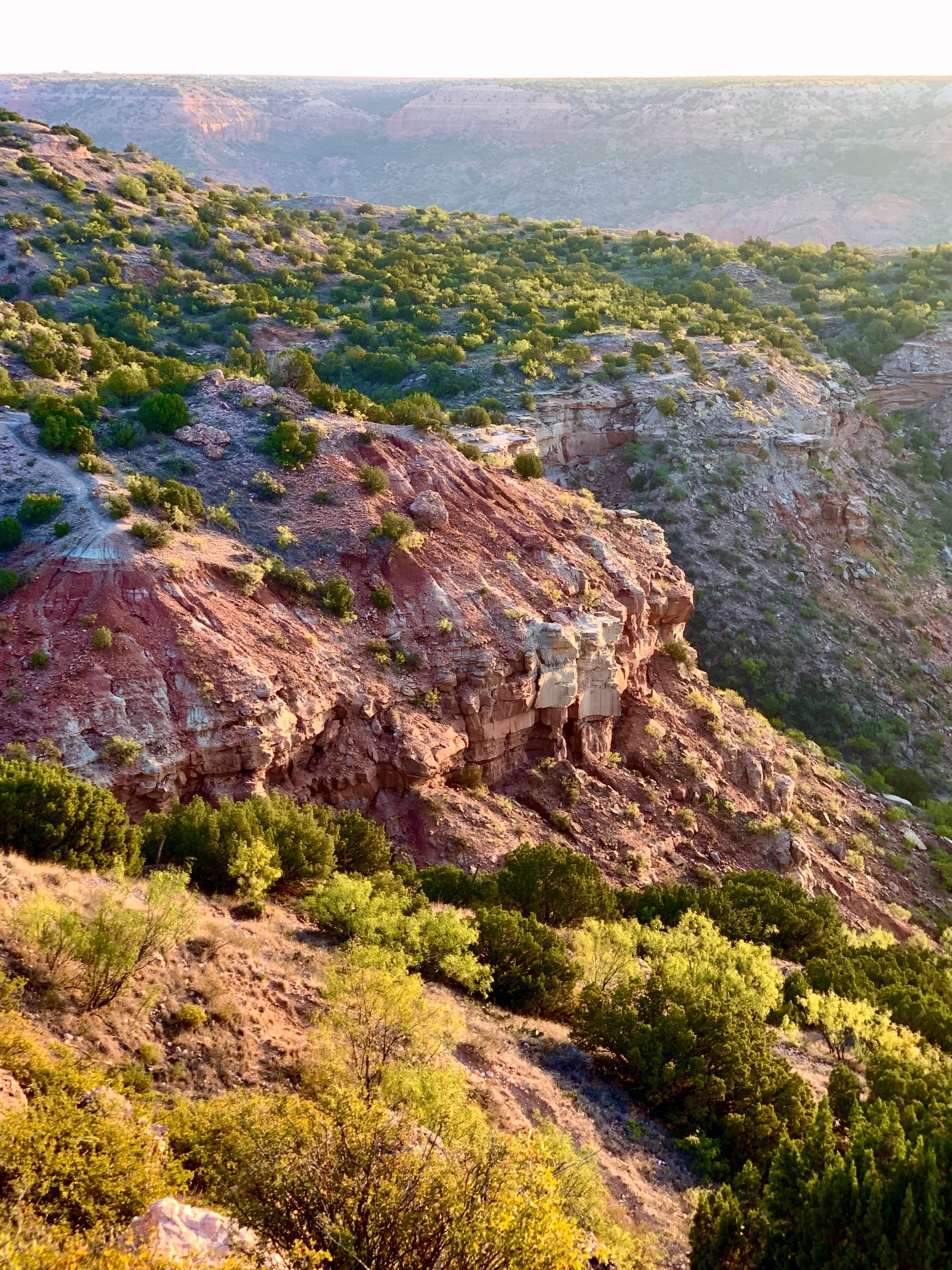 Red and white layers in Palo Duro Canyon