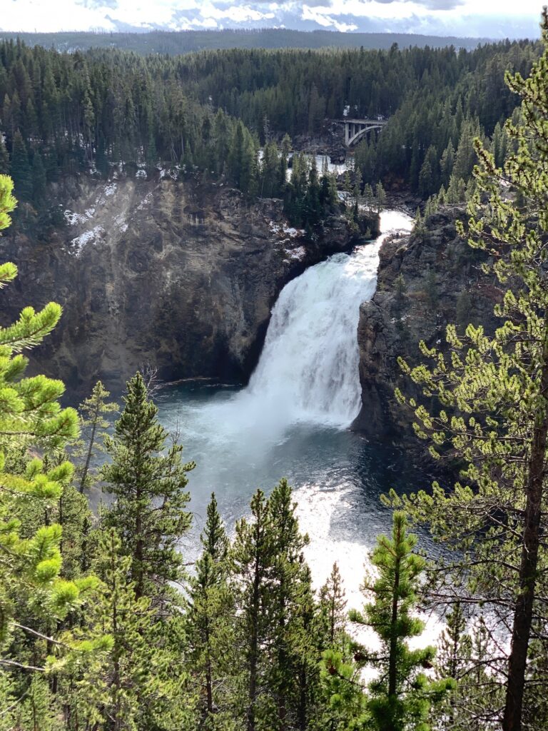Waterfall view Uncle Tom's Point South Rim Drive Yellowstone NP