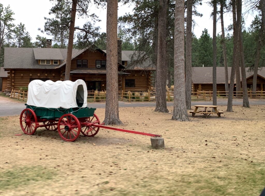 Covered wagon at Blue Bell Lodge Custer State Park SD