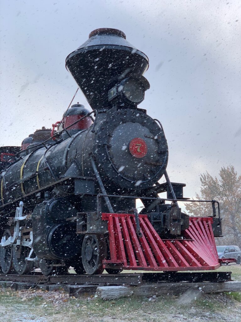 1880 Train Engine in the snow