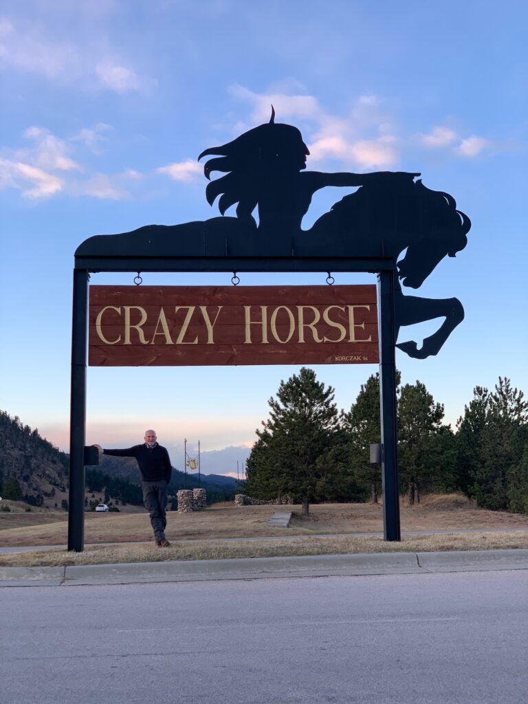 Crazy Horse sign and planned carving design