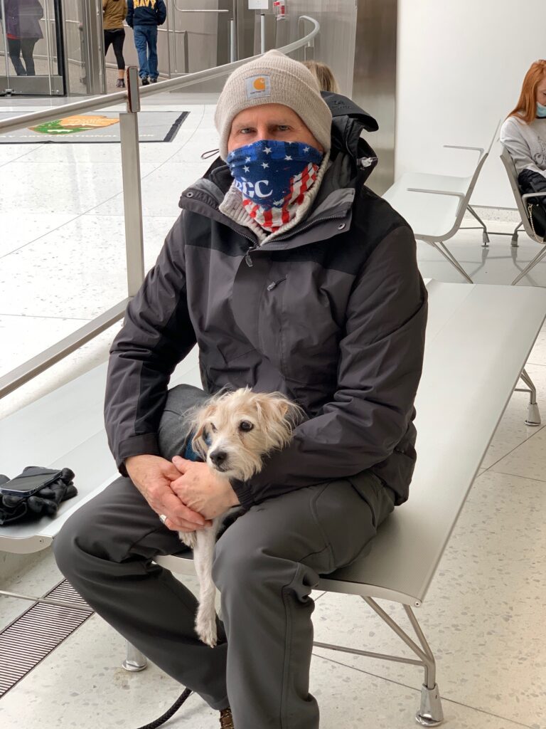 Bud and Trit waiting for me to finish Gateway Arch Tour