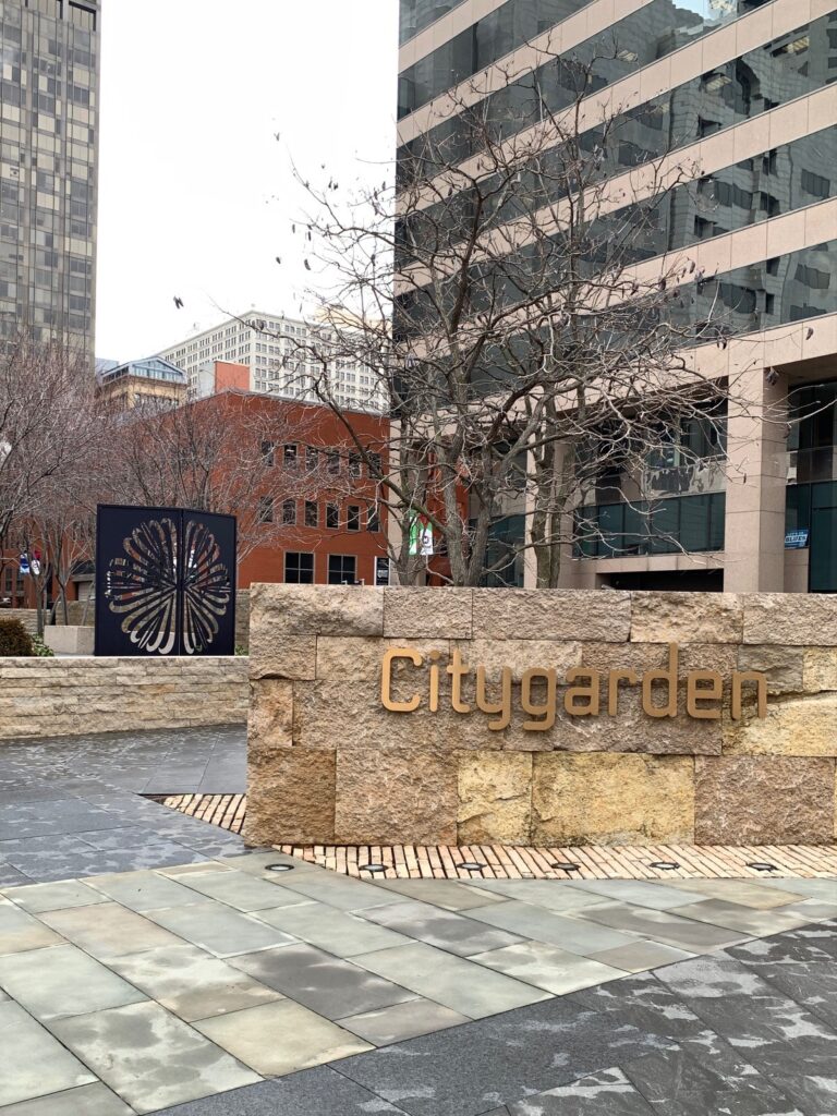 Citygarden Sculpture Park in St Louis Gateway Mall area