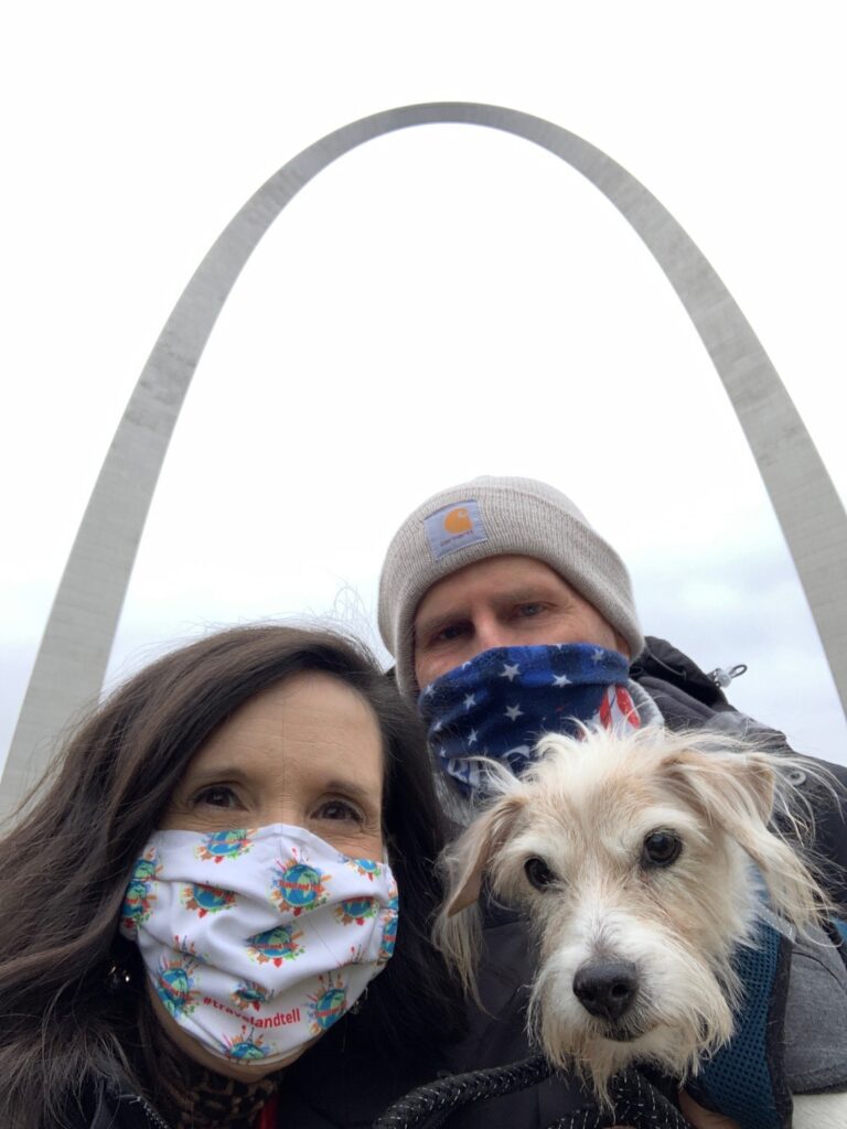 Family pic on a cold day at Gateway Arch NP