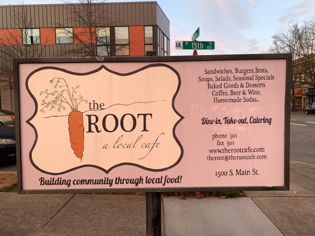 The Root Local Cafe sign Little Rock AR