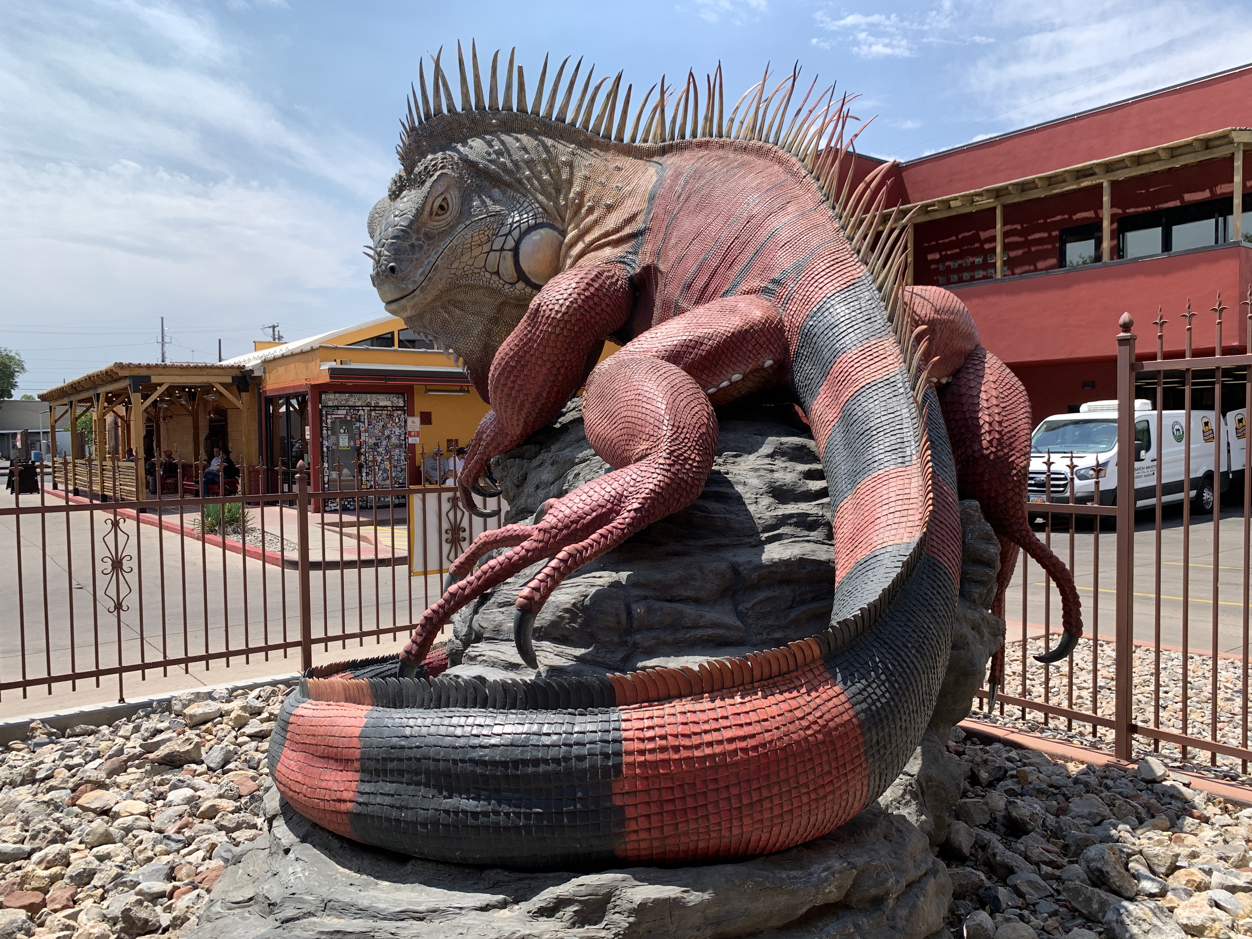 Red Iguana outside of same name restaurant in Salt Lake City Utah 