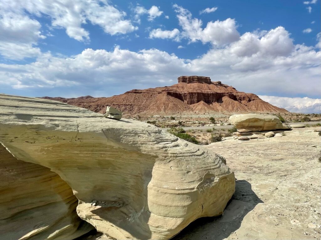 View across I70 from smooth rock area