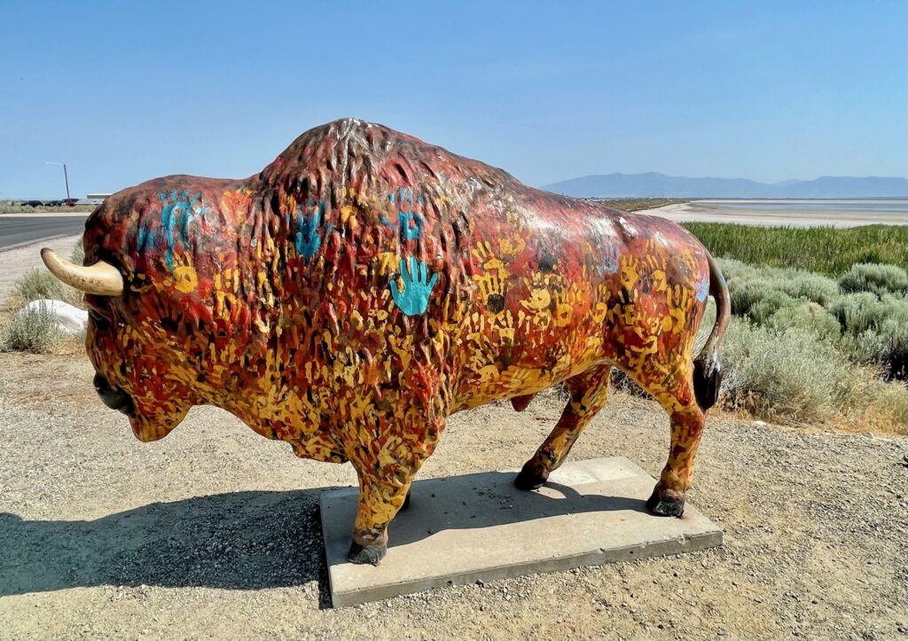 Handprint art on this Bison statue at Antelope Island SP