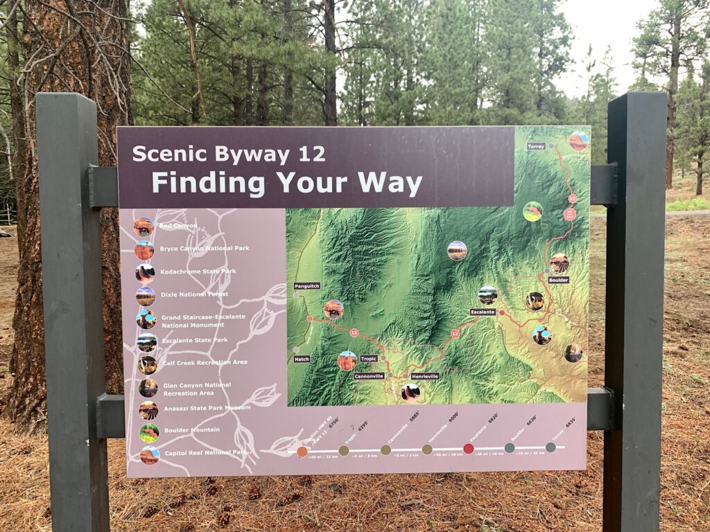 Scenic Byway 12 Route and highlights sign