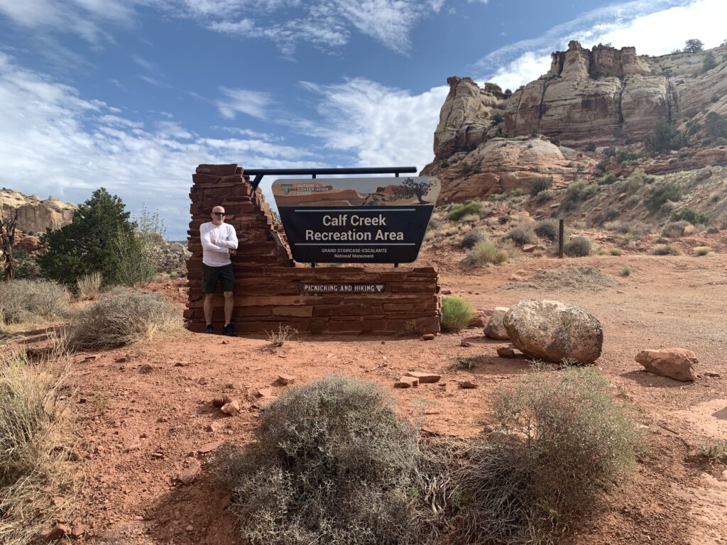 Calf Creek Falls sign