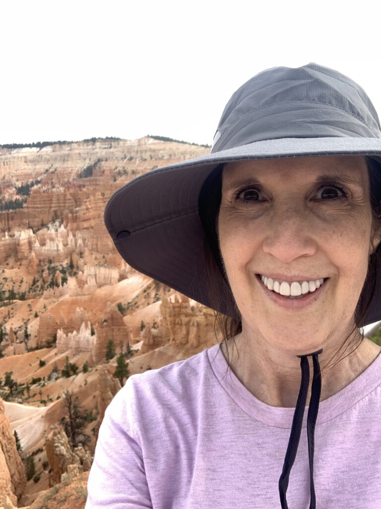 Panoramic views looking down on hoodoos from platform Bryce