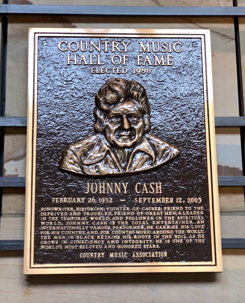 Johnny Cash Hall of Fame Plaque Nashville