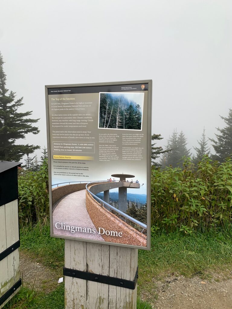 Clingmans Dome sign Smokey Mtns NP