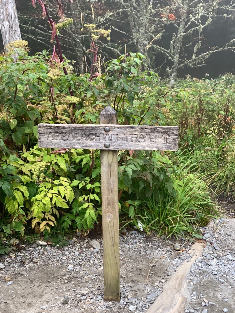 Appalachian Trail sign on Clingmans Dome hike Smoky Mtns NP