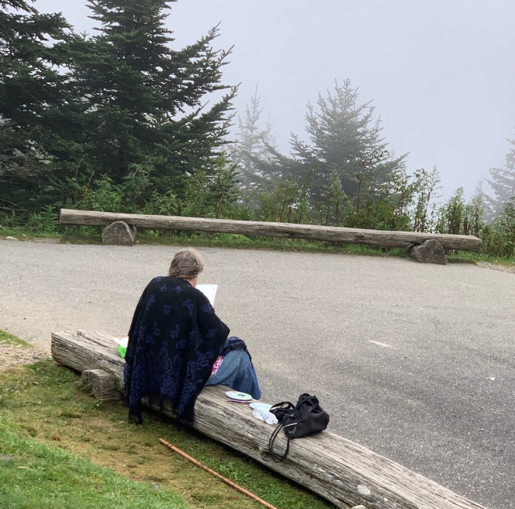 Artist sketching Smoky Mountains NP