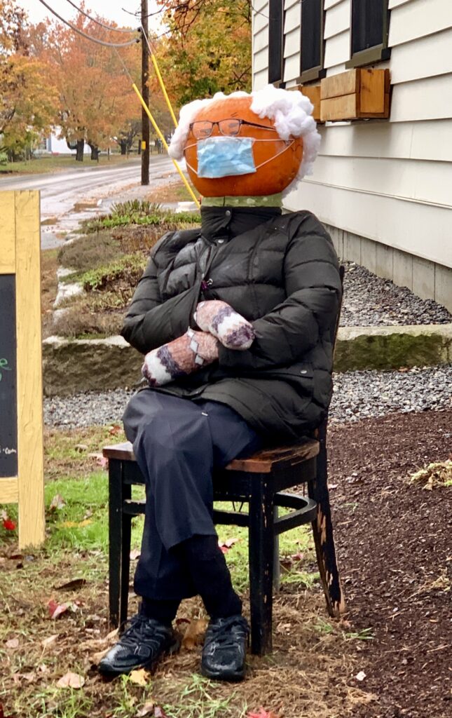 New London's Bernie in the chair pumpkin head character