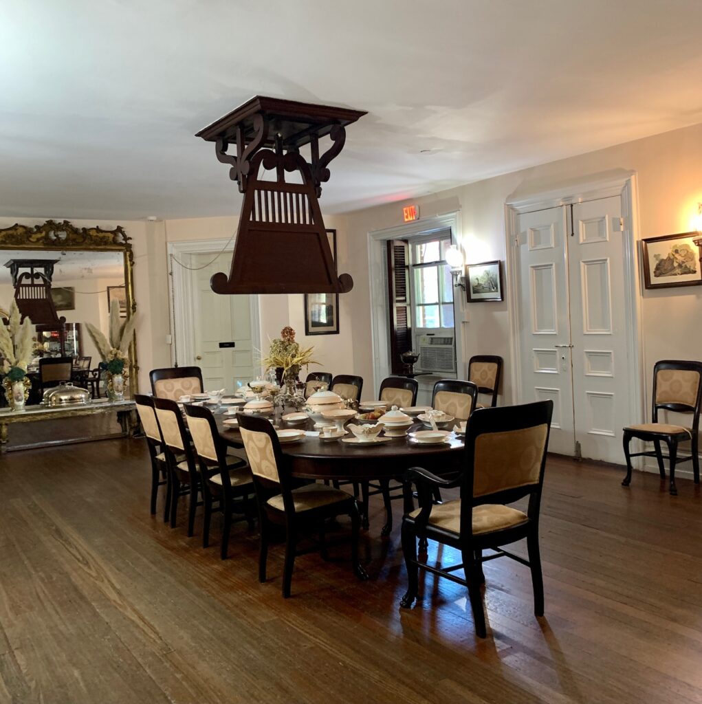 Punkah with rope attached in formal dining room