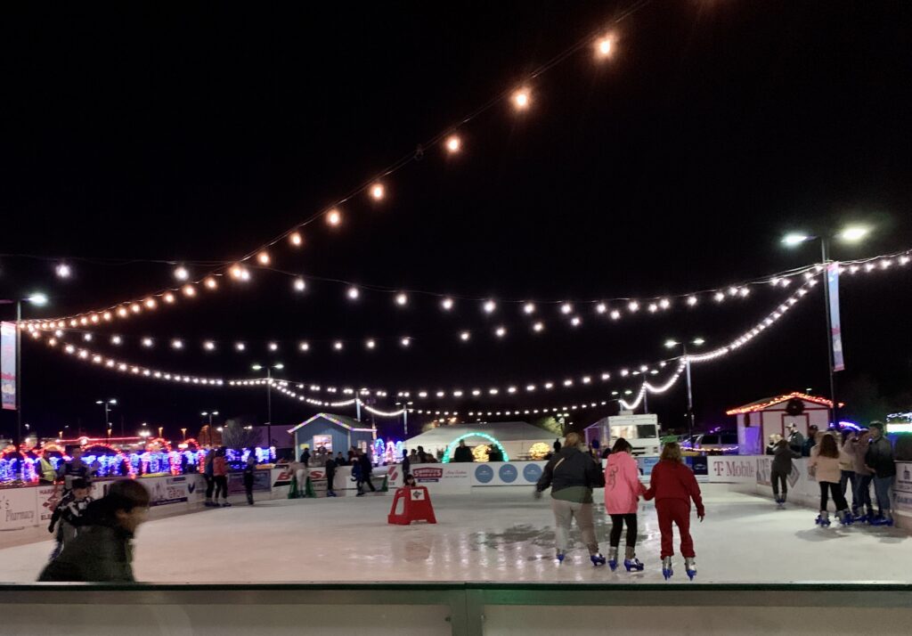 Skaters enjoying seasonal ice rink Enid OK