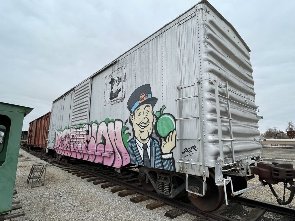 Conductor Frank “Watermelon” Campbell painted on railroad car