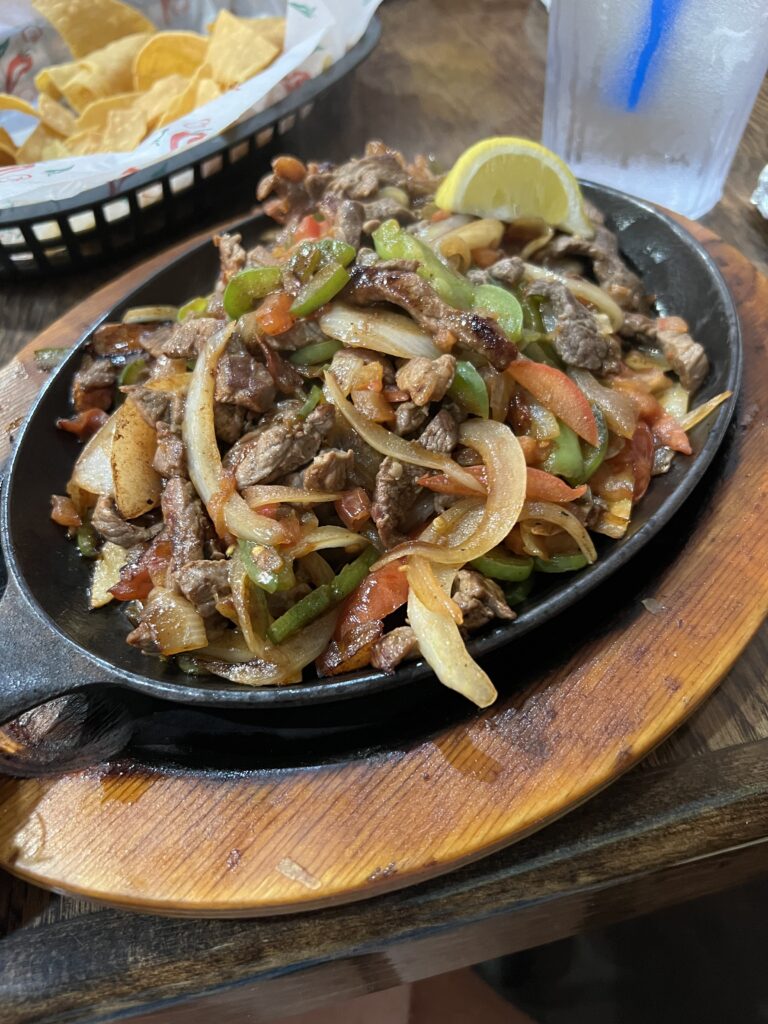 Fajitas at La Finca Mexican Food Restaurant in Eufaula Oklahoma