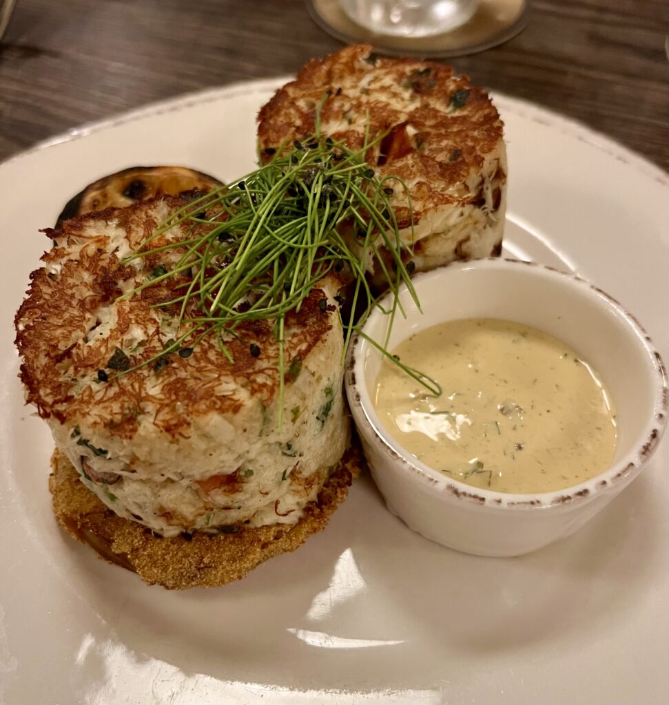 Lump Crab Cakes on Fried Green Tomatoes