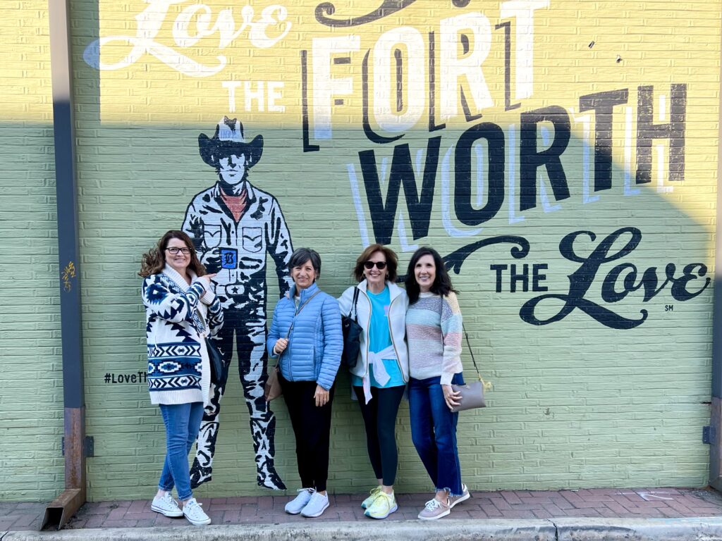Love The Fort Worth Mural and the girls, at Brewed