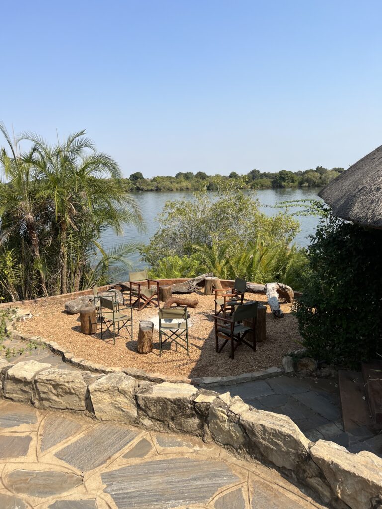 View of firepit and Kafue River