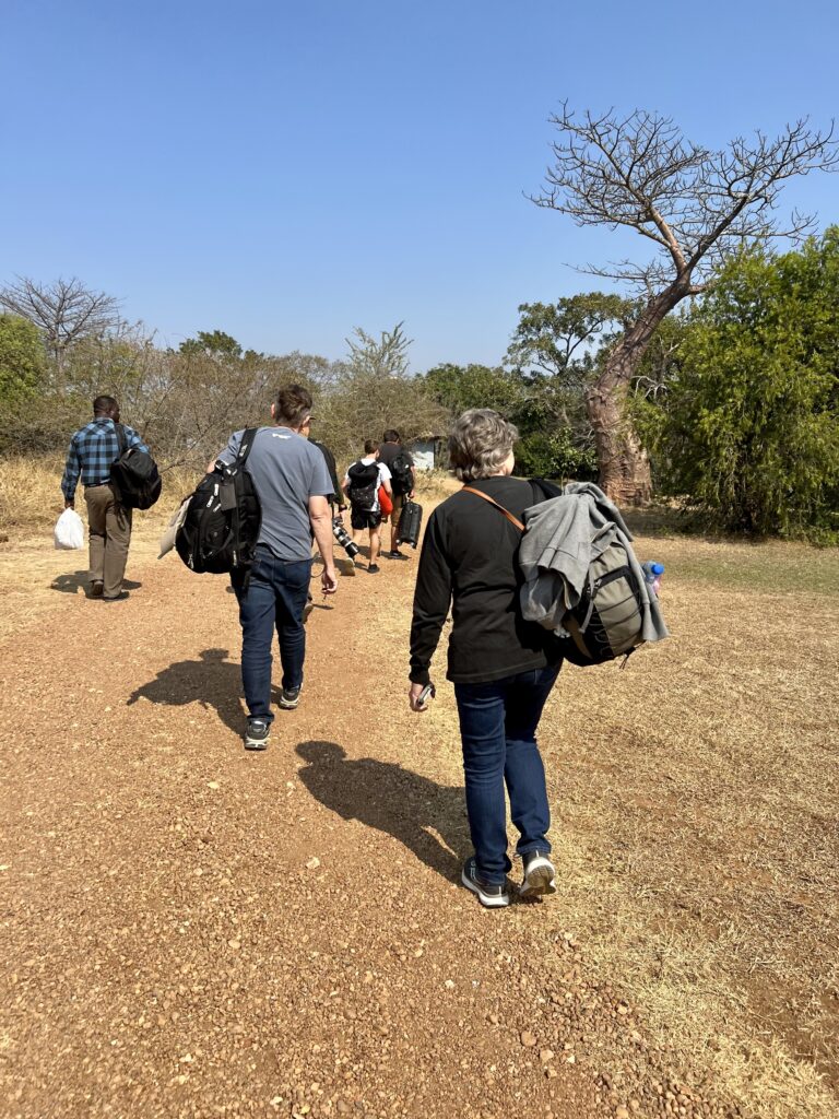 Walking to our Chalets at Mukambi Safari Lodge