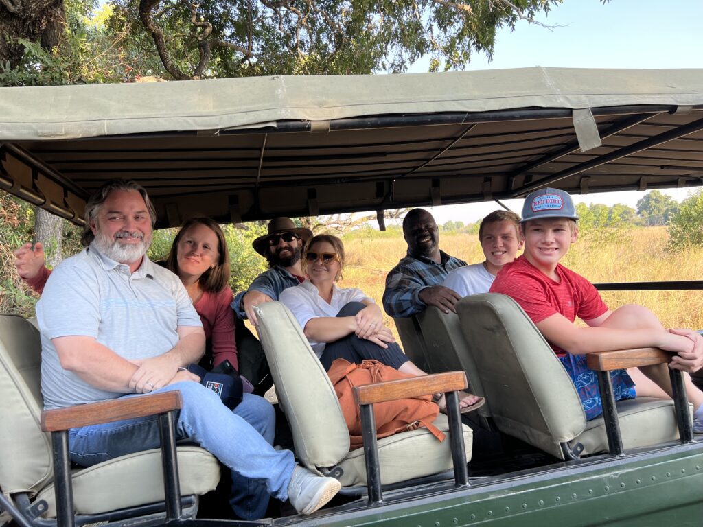 Great looking group on the Mukambi Safari Lodge jeep