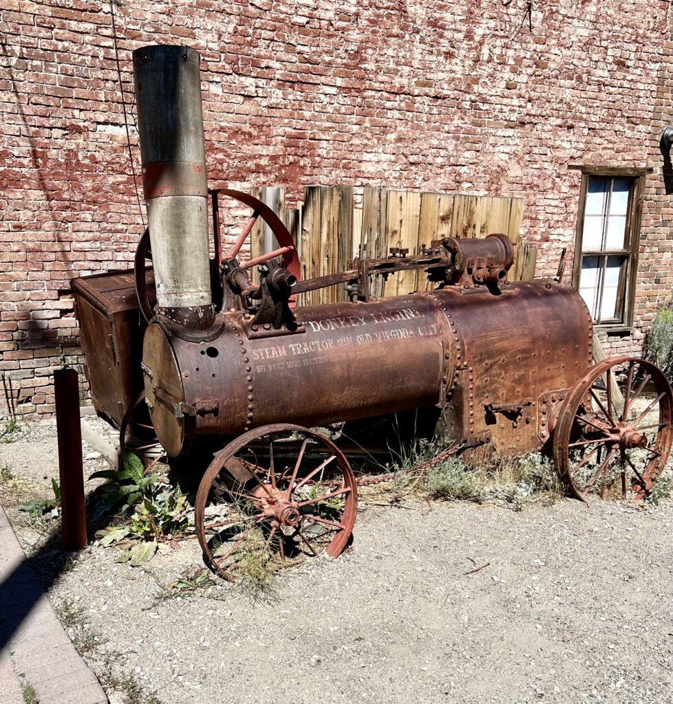Old steam tractor seen on Virginia City street